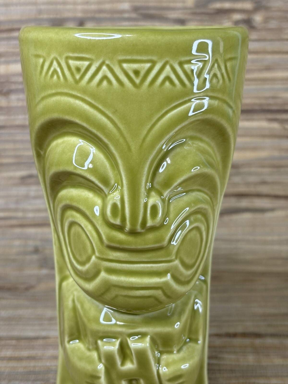 Tiki Mug by Squid for Houlihans Green Tiki Guy by Bauer Pottery Tiki Bar Mai Tai