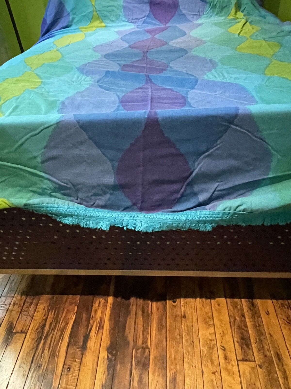 Pair Vintage Cannon Seven Seas Twin Bed Spreads / Covers w Fringe Mod 1960s MCM