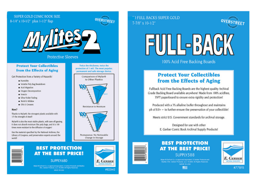 Combo Set” E Gerber Mylites 2 Mil 25 Mylar Bags & 25 Full Back Boards