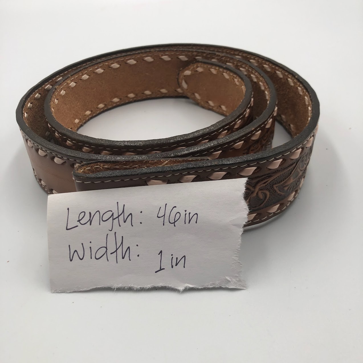 M&F Western Handcrafted Tooled Genuine Leather Buckle Belt Size 40 Vintage