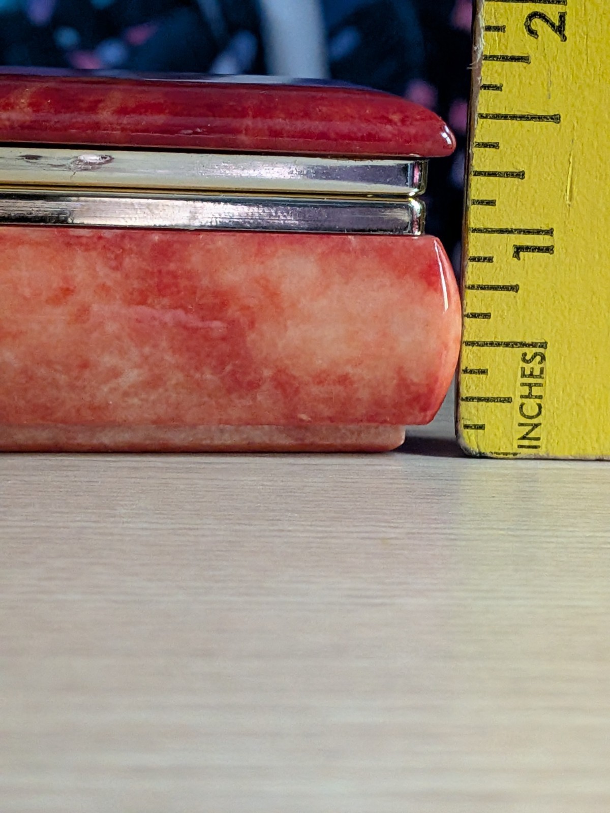 Vintage 1970s Hand Painted Genuine Alabaster Small Hinged Box Made in Italy