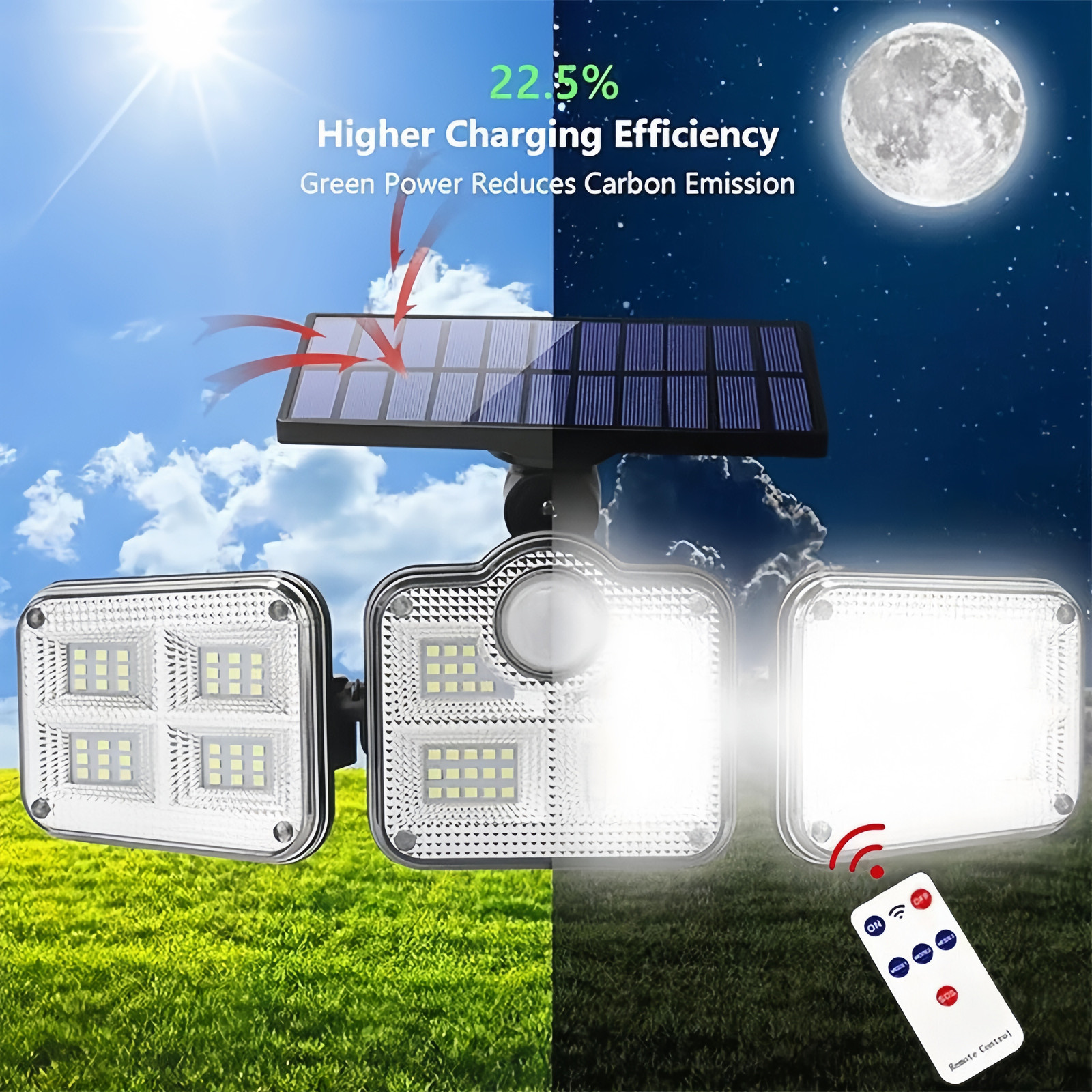 2 Pack LED Motion Sensor Solar Lights Outdoor IP65 Waterproof Security Lamp New