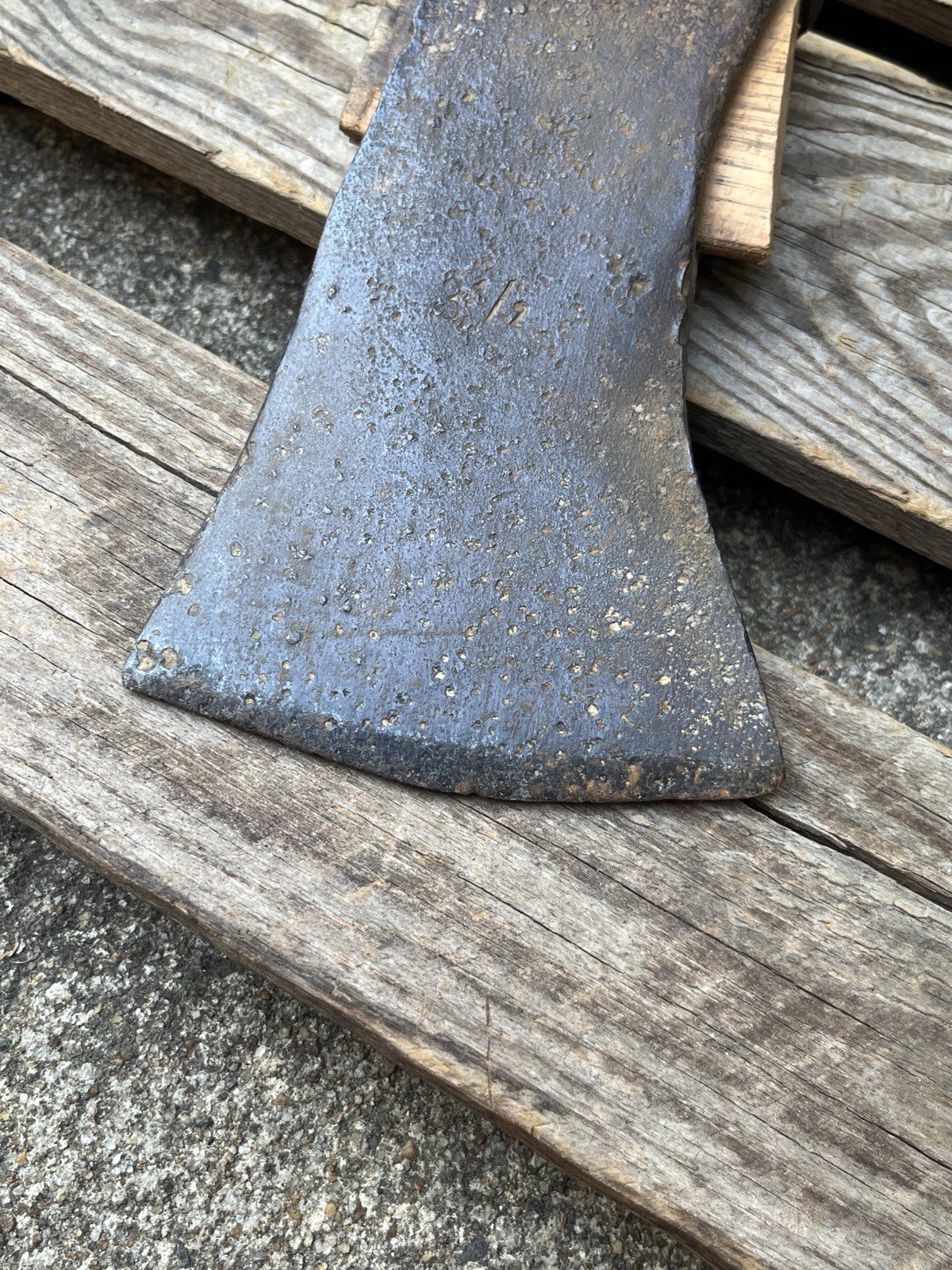 Vintage Axe Head 3 1/2 Pounds Recessed Stamp Mushroomed Poll