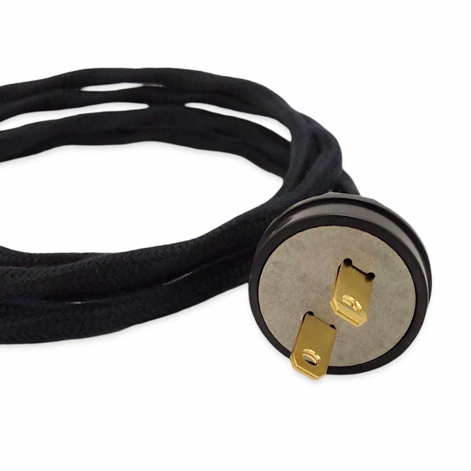 2 Conductor Premium Cloth Covered Power Cable Cord Wire with Classic Black Plug
