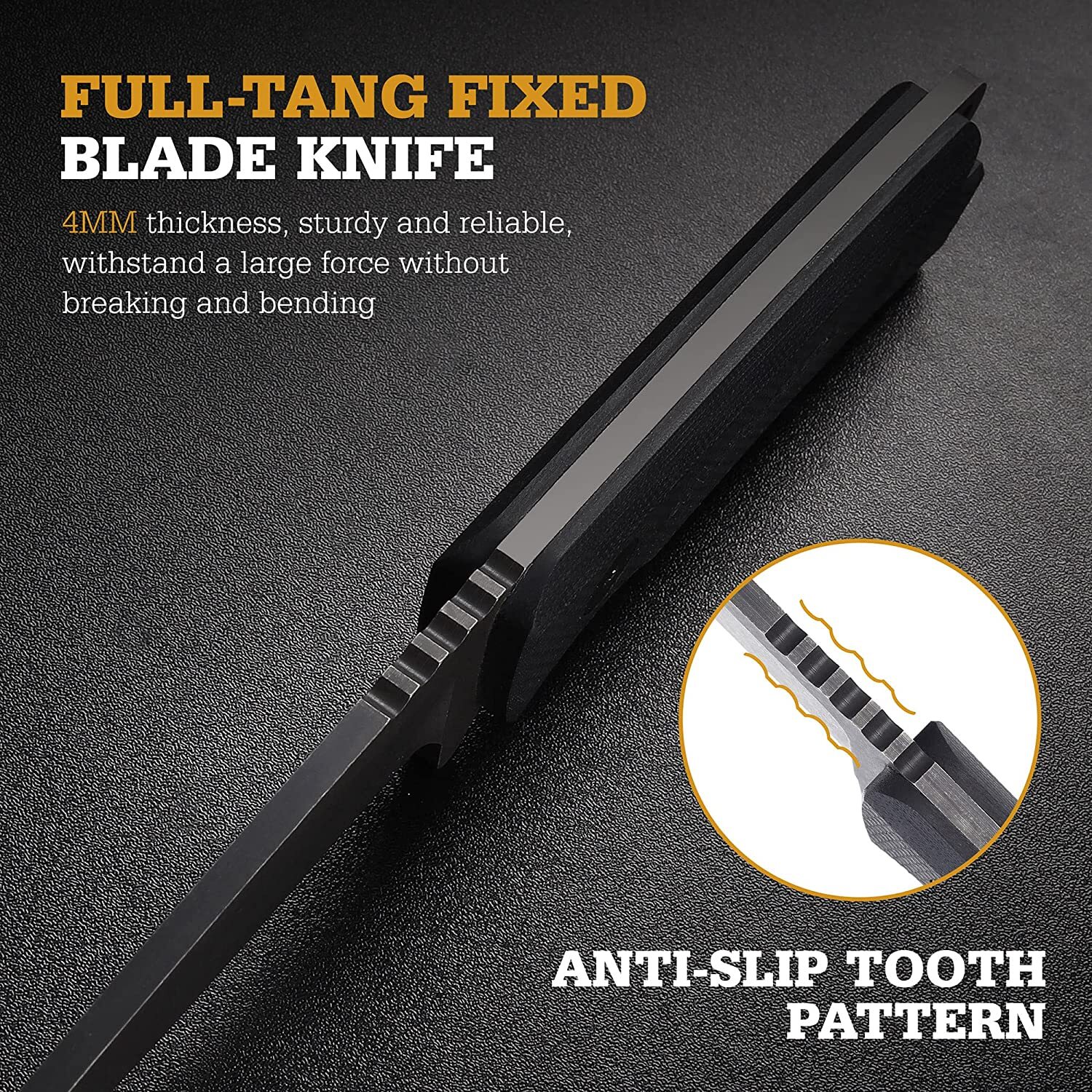 Flissa Fixed Blade Hunting Knife 8-1/2-inch Full Tang G10 Handle Survival Knife