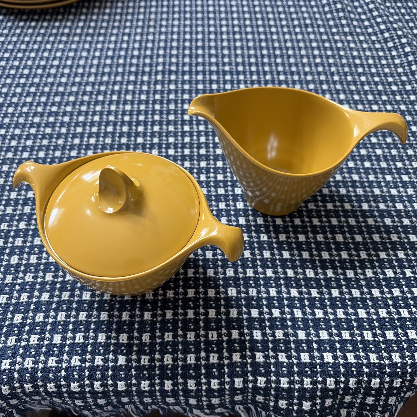 Vintage Lenotex Creamer And Sugar With Lid Melamine Plastic Harvest Gold