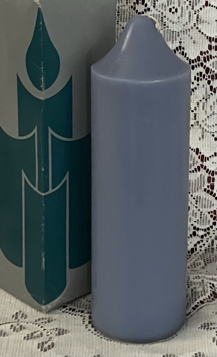 PartyLite BERGAMOT 3 x 9 Bell Top Pillar Candle S3960 NIB Colonial Blue Rare HTF
