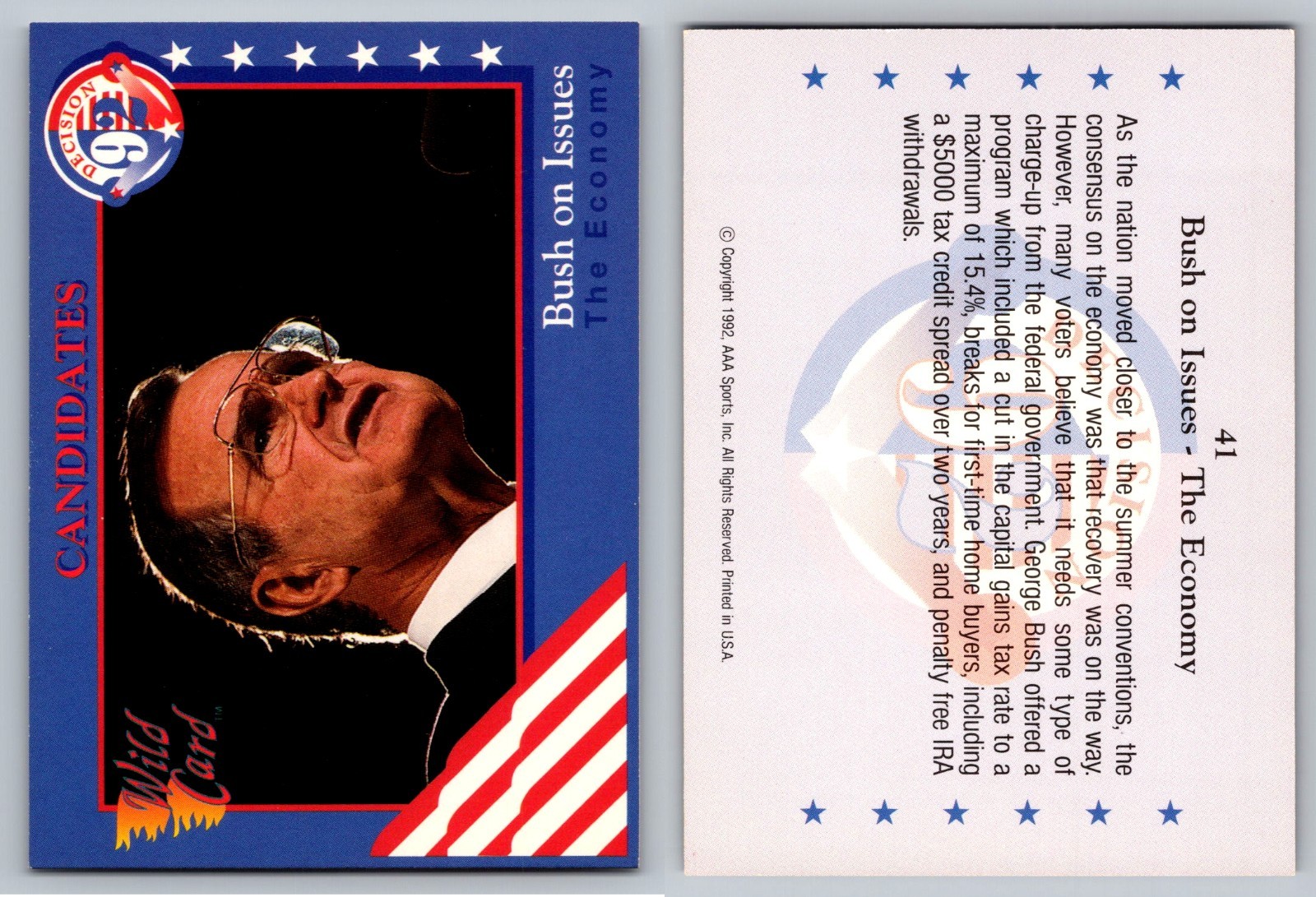 George H.W. Bush 1992 Wild Card Decision ’92 #41 / POTUS / GOP