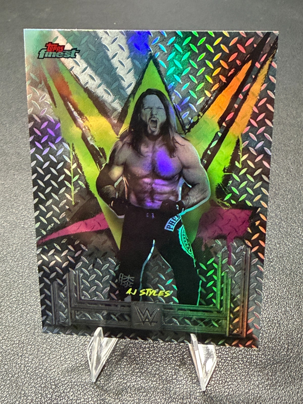 2025 Topps Finest WWE AJ Styles Base Refractor #23