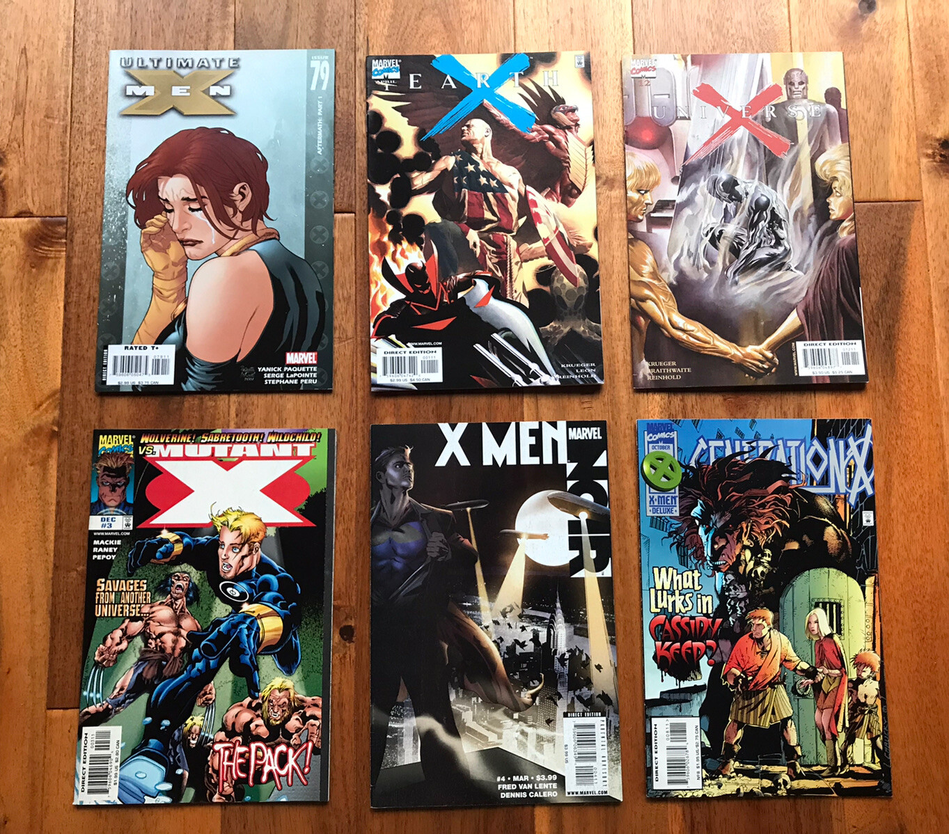 6 X-Men Noir 4, Mutant X 3, Generation X 8, Ultimate 79, X Earth1, X Universe 12