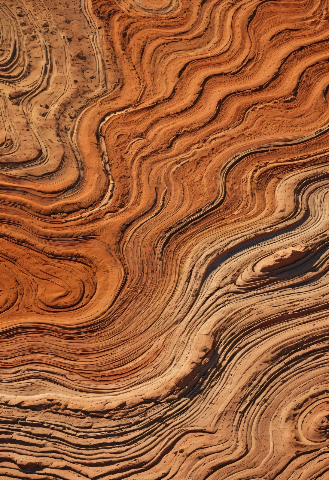 Earth Tone Topographic Contour Abstract Art Print
