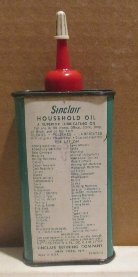 Vintage Sinclair Dino household handy oil USA 1Y 97SC 4 NEW YORK N.Y. EMPTY