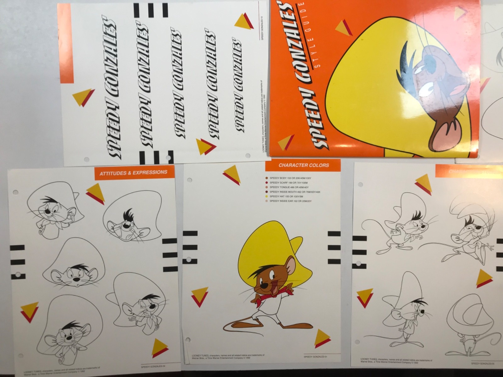 ANIMATION SPEEDY GONZALES STYLE GUIDES 1992 COMPLETE 10 PAGES + FOLDER