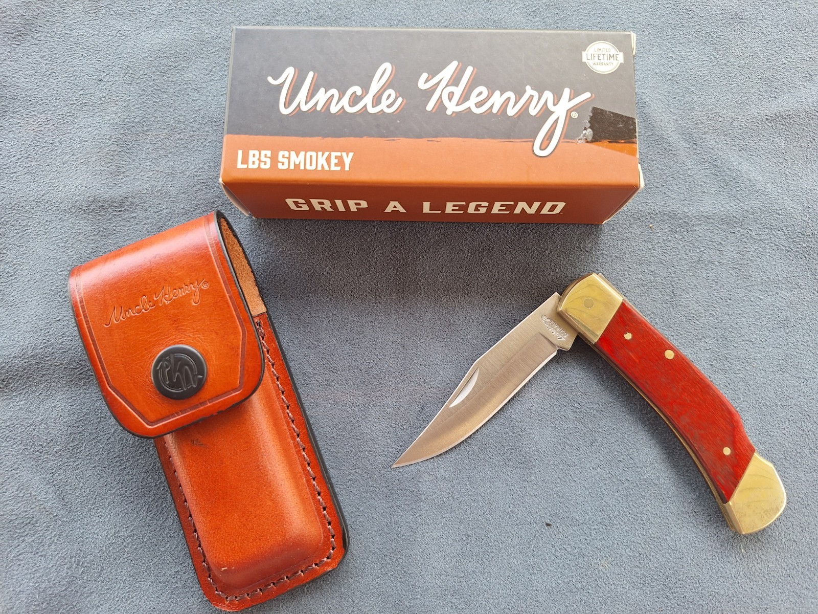 Schrade LB5 Smokey Uncle Henry Lockback Pocket Knife with Sheath