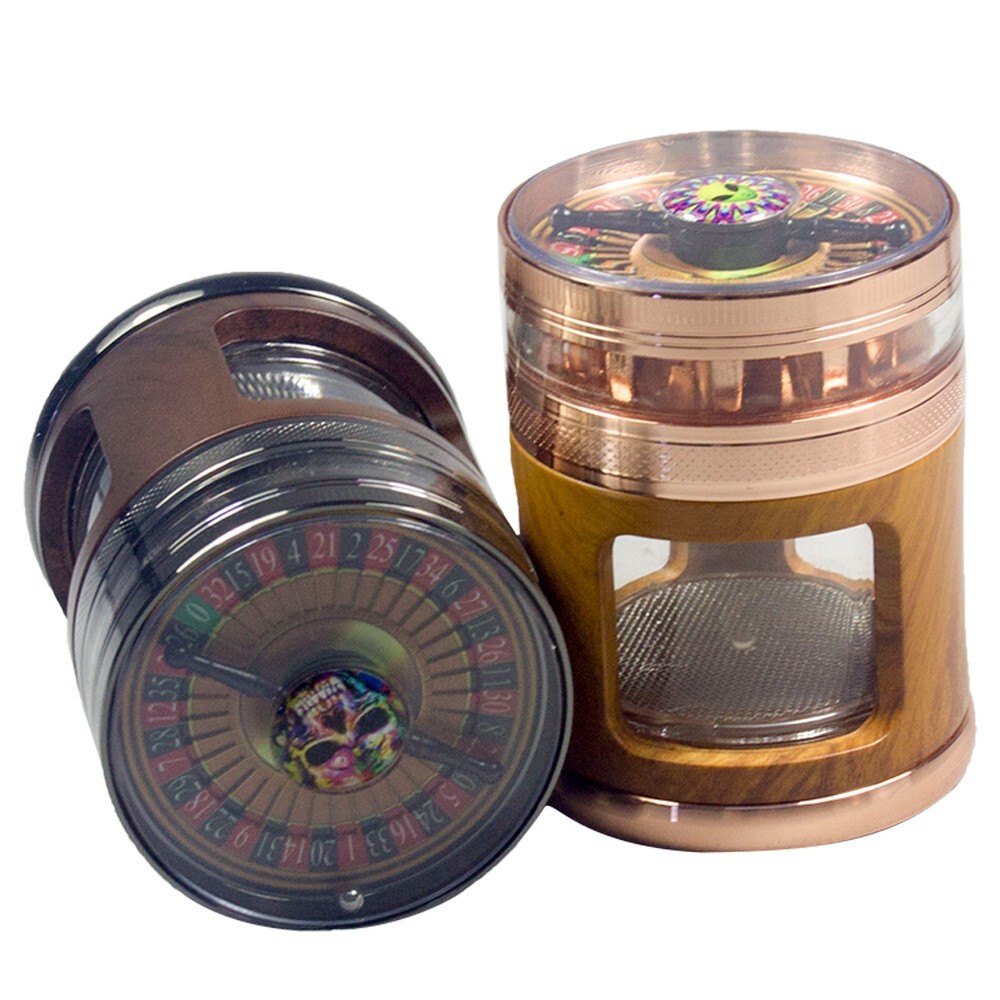 2.5″ 4 Piece Grinder Tobacco Herb Spice Crusher Roulette Top W/ Frosted Windows