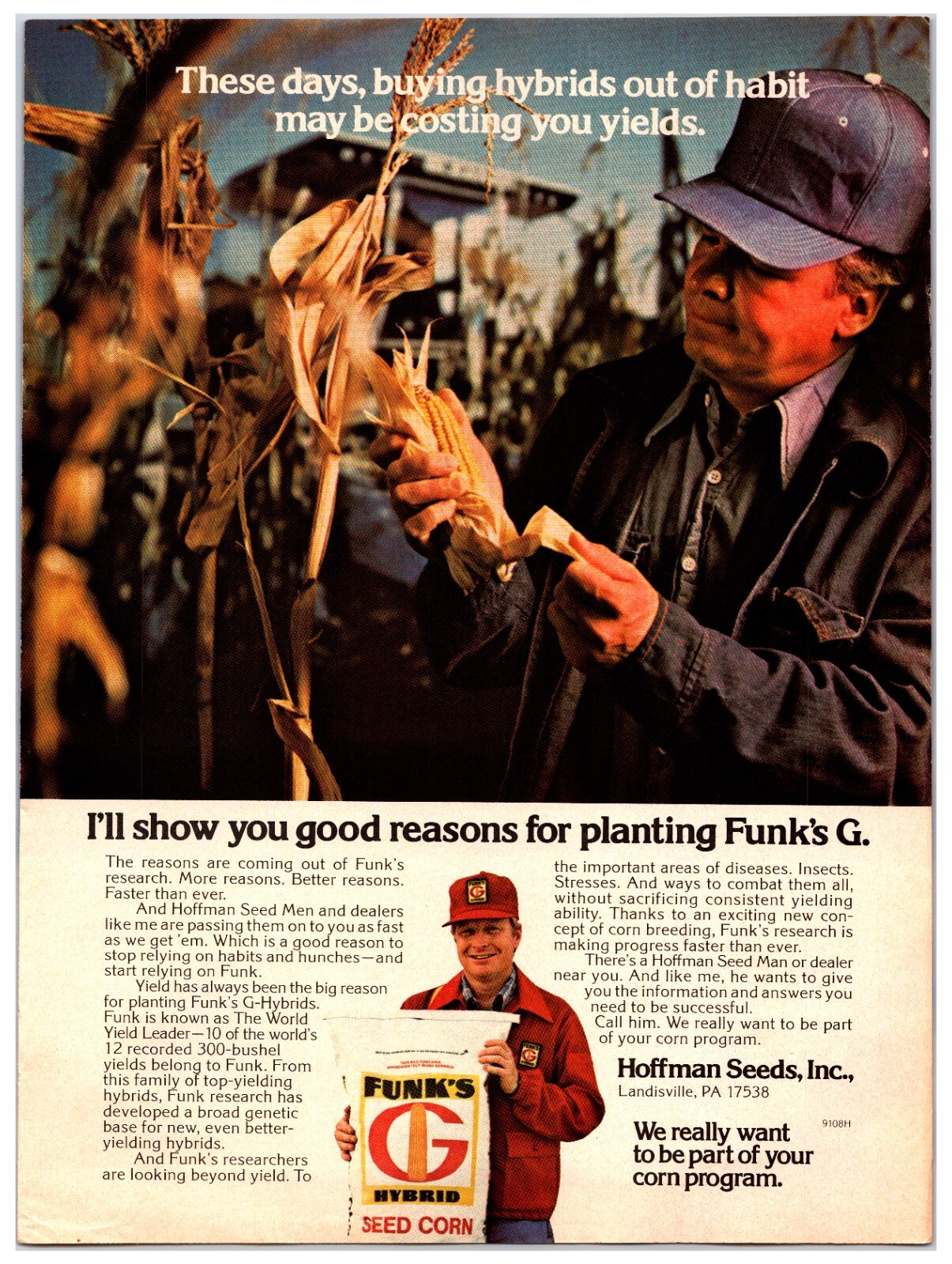 Vintage 1979 Funk’s G Hybrid Seeds – Original Ad (11in x 8in) Advertisement