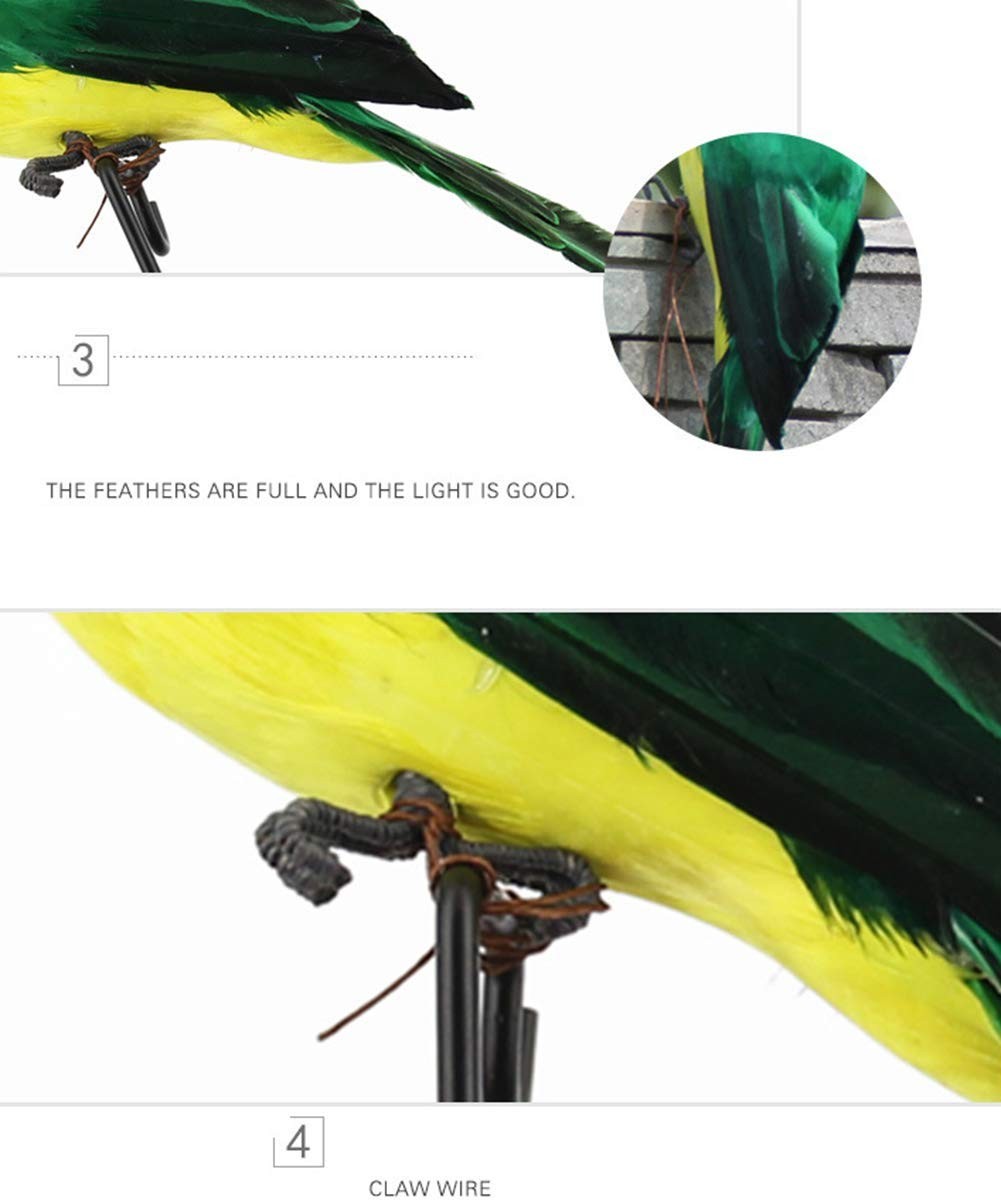 LWINGFLYER Green Artificial Parrot Life Size Foam Feather 10inch/25cm,