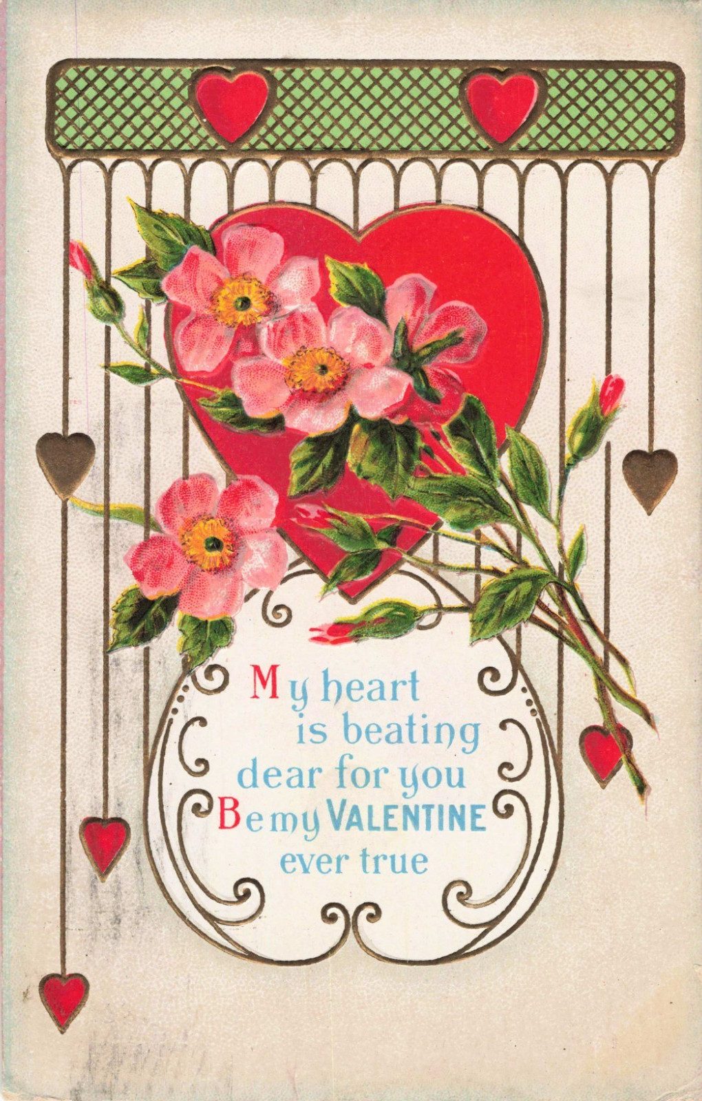 Antique Valentine Postcard Divided Back Embossed (91e)