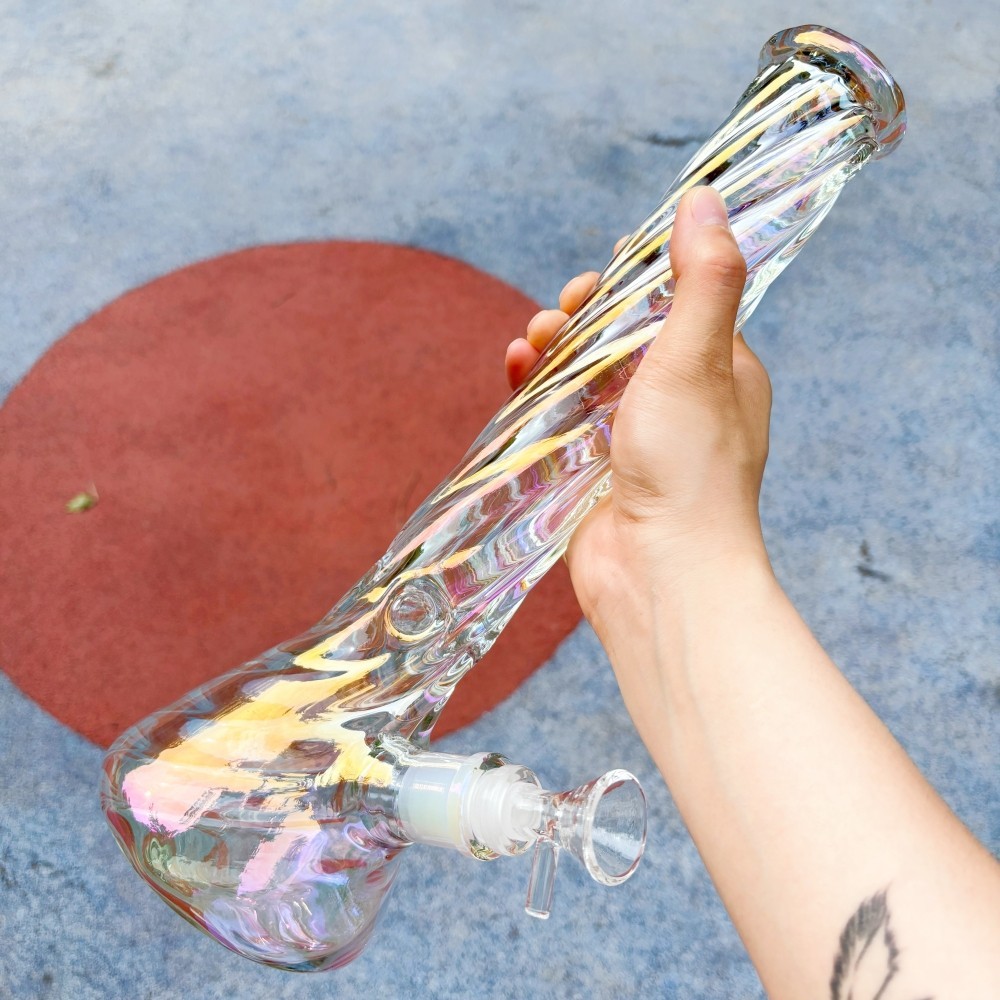Heavy 12″ Electroplate Glass Bong Beaker Thick Water Pipe Hookah w/Bowl USA Ship