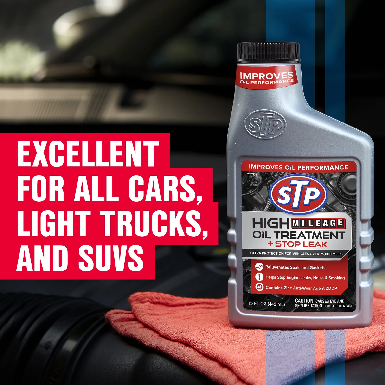 High Mileage Oil Treatment + Stop Leak – 15 FL OZ