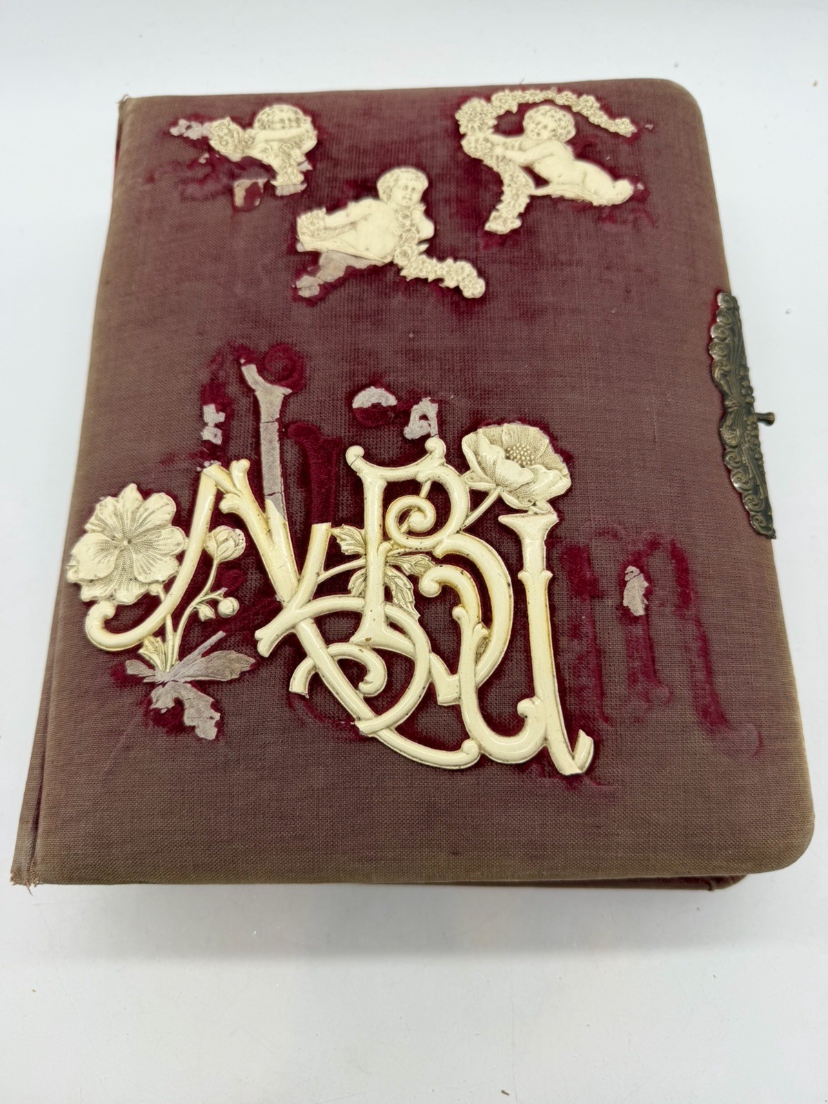 Antique Photo Album with Photos Late 1800s Early 1900s Families and Kids 24+