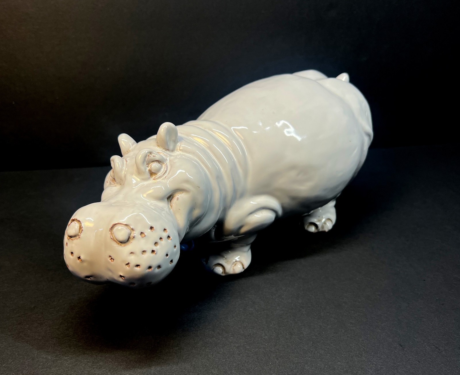 Vintage White African Hippopotamus / Hippo / Porcelain/Ceramic Made in Italy