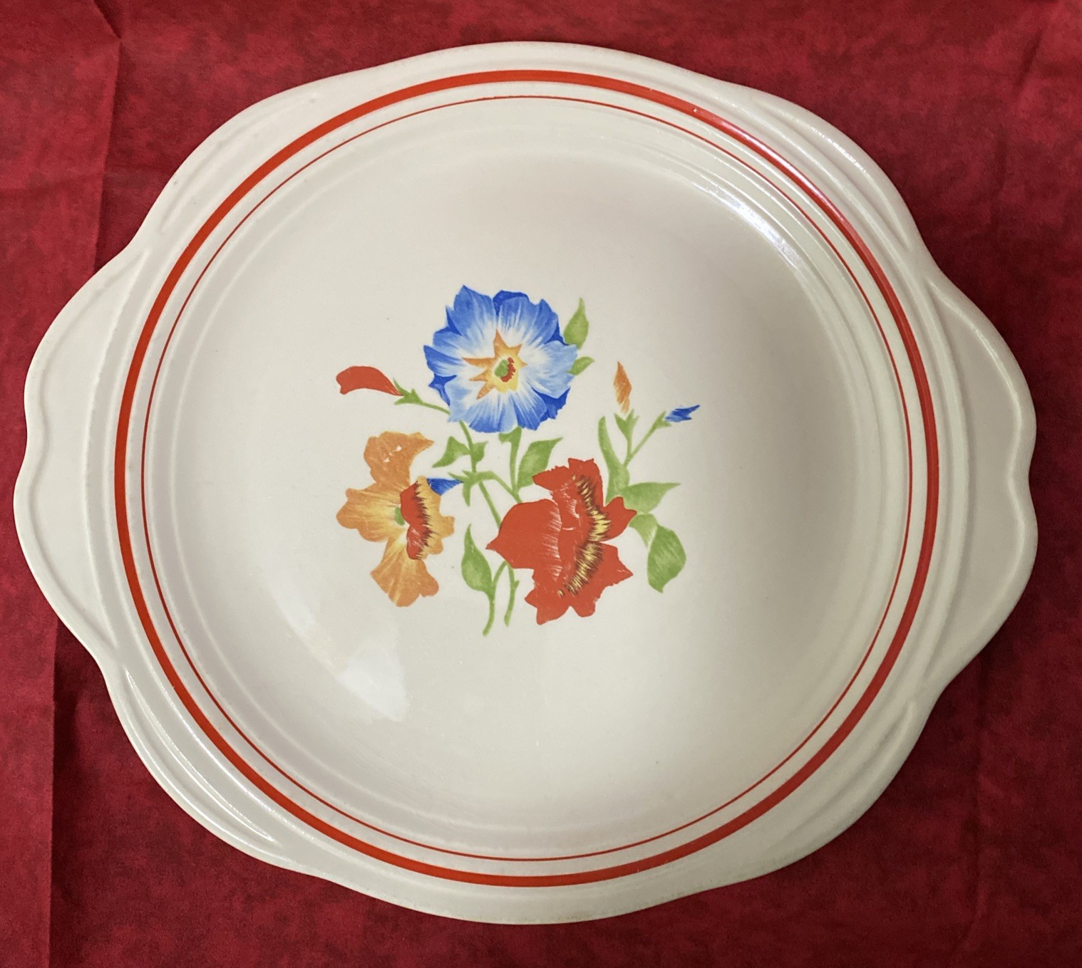 1939-40’s Universal Potteries, (UPICO) Cambridge, OH, Morning Glory Cake Platter
