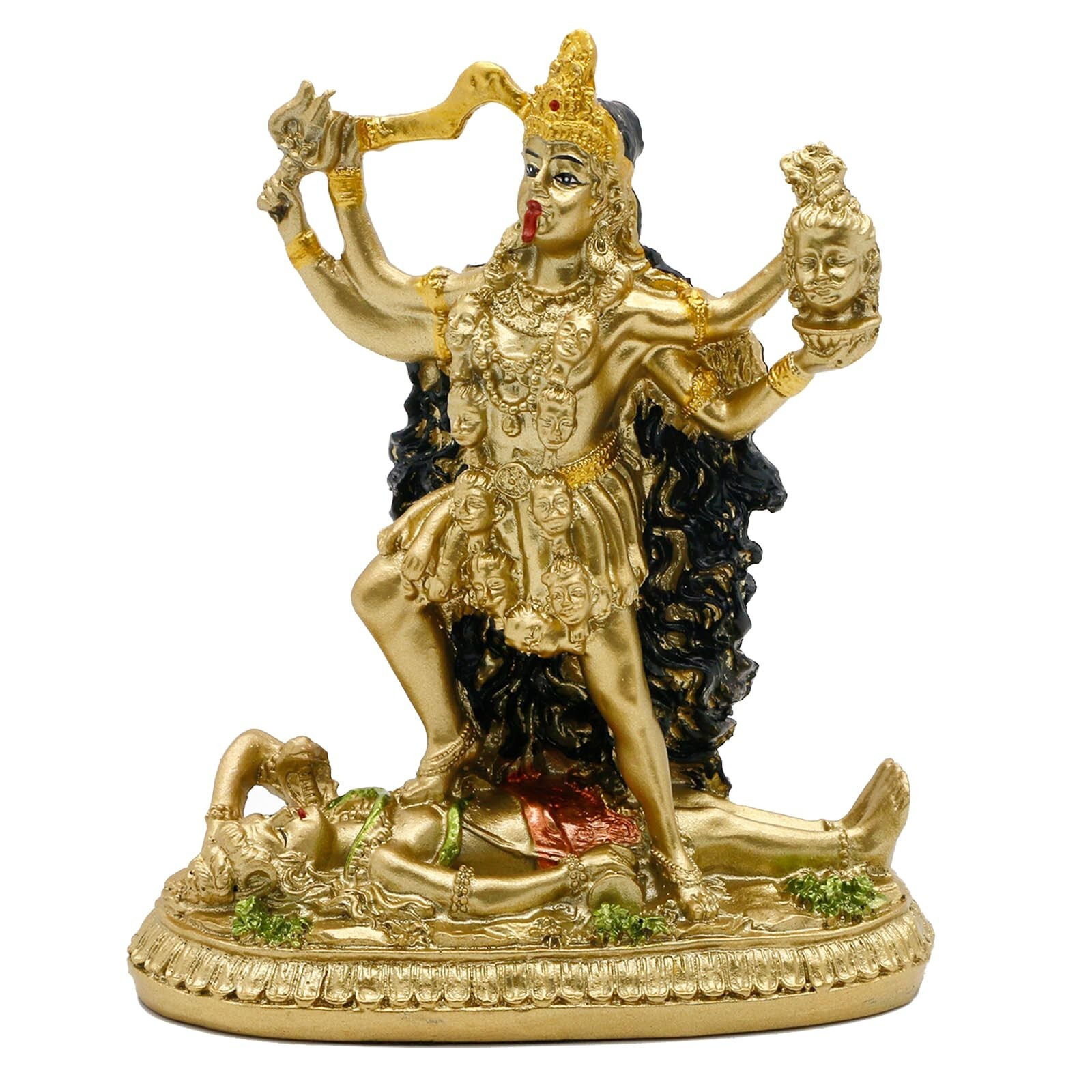 Antique Gold Hindu God Kali Statue – Indian Idol Murti Pooja Item Kali Maa
