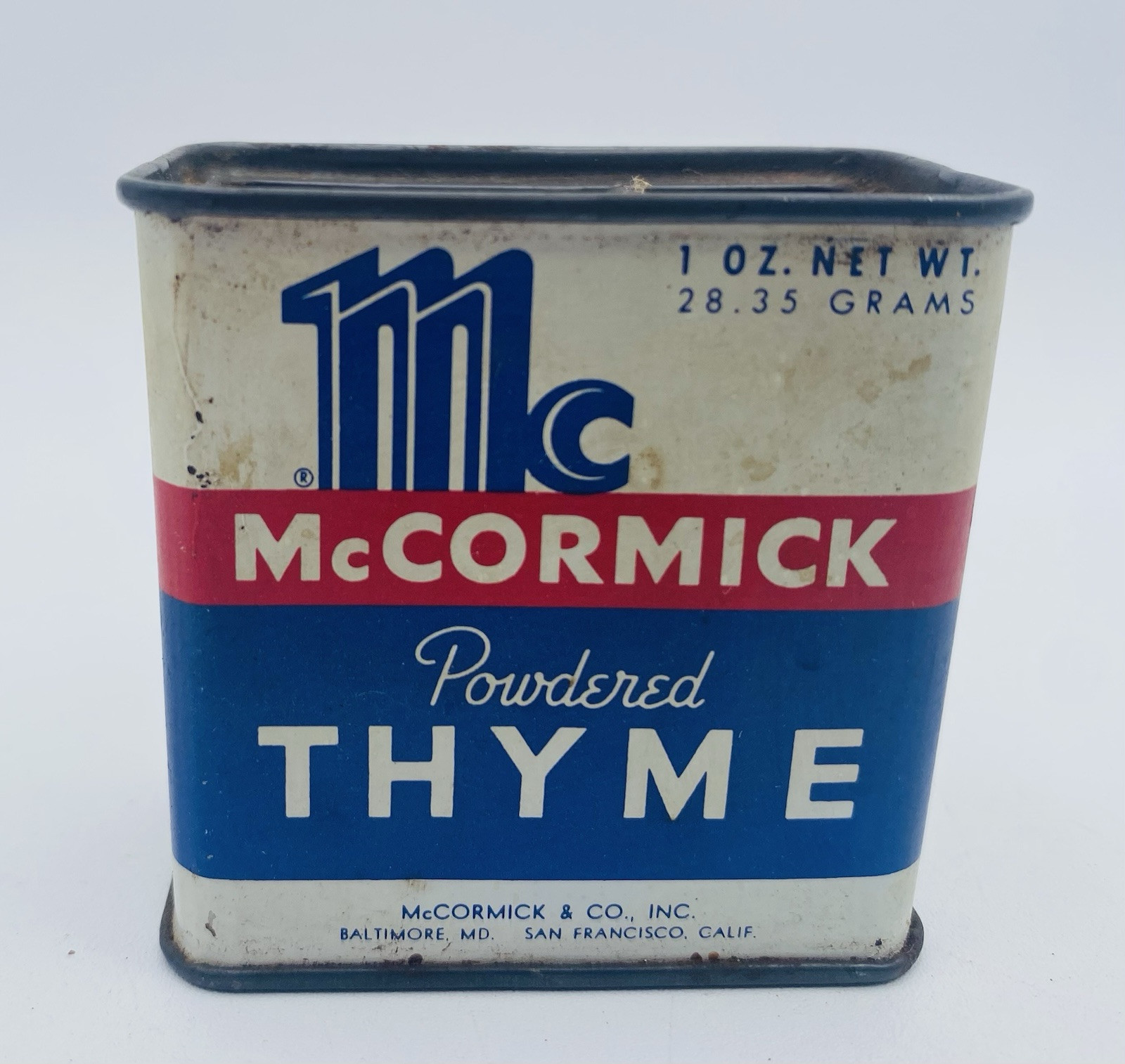 Vintage McCormick Powdered Thyme Tin Full Factory Sealed 1oz. EUC