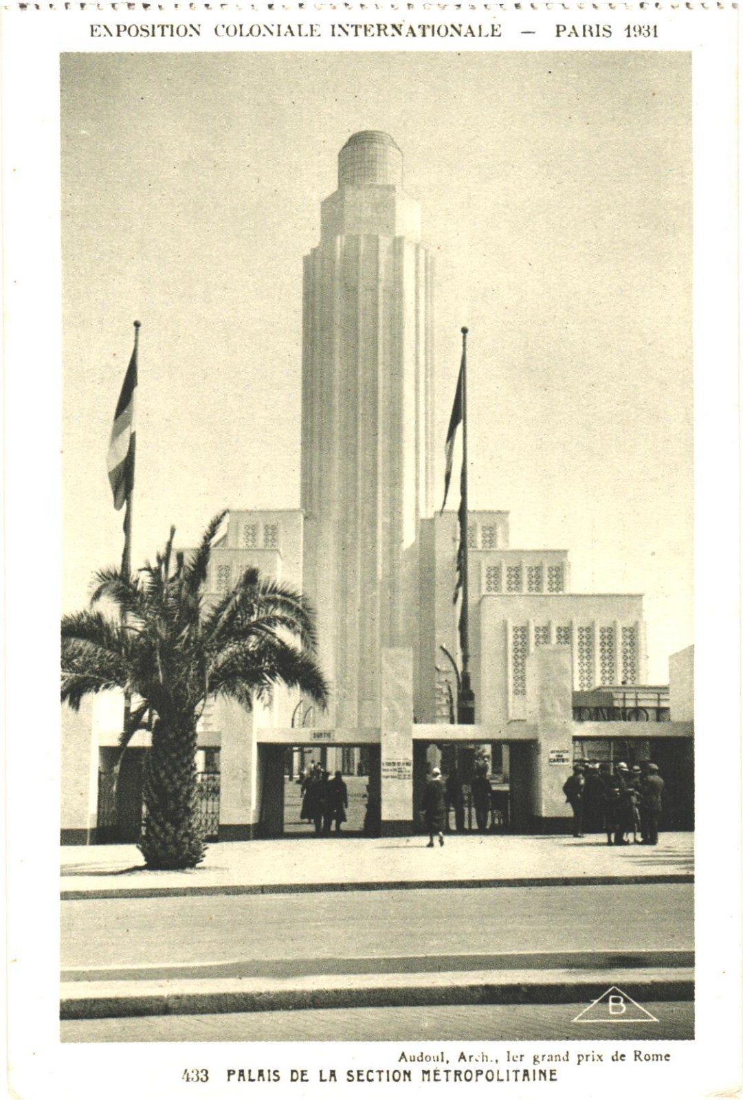 Paris France 1931 Colonial Expo Metropolitan Palace Postcard Audoul Architect
