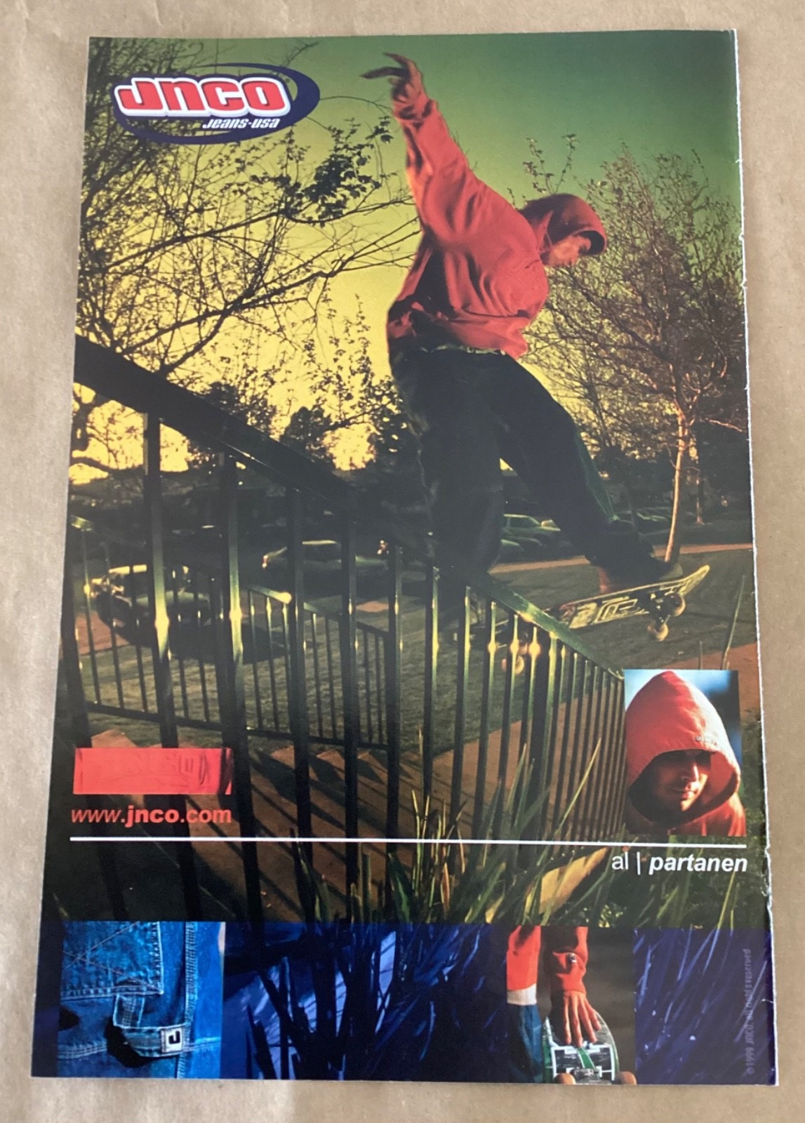 Jnco Jeans Print ad guy’s fashion Skateboarding Vintage 1999 1990s Al Partanen