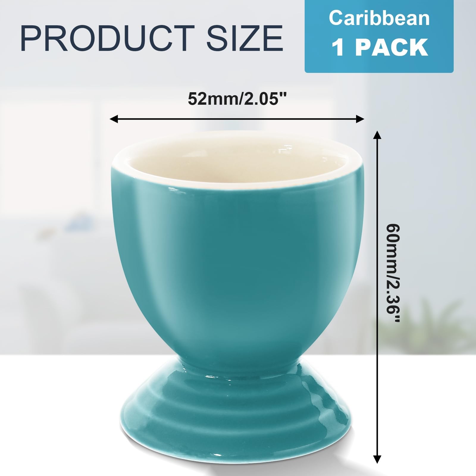 2 Colorful Ceramic Egg Cups, Porcelain Egg Holders for Hard-Boiled and Soft