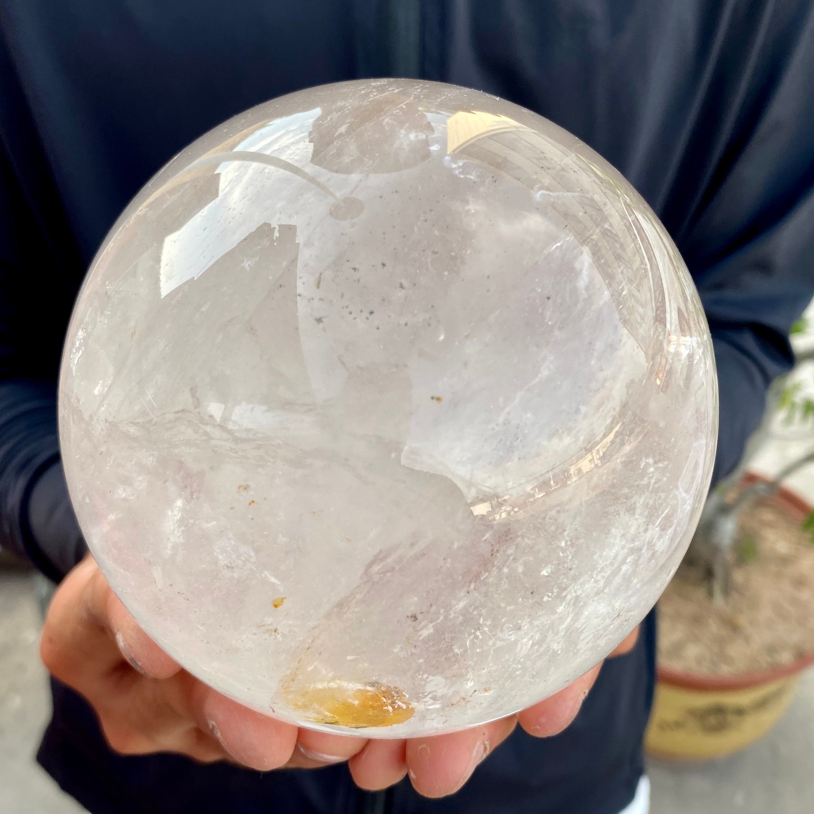 4.6LB Natural White Crystal Clear Quartz Crystal Sphere Ball Healing Meditation