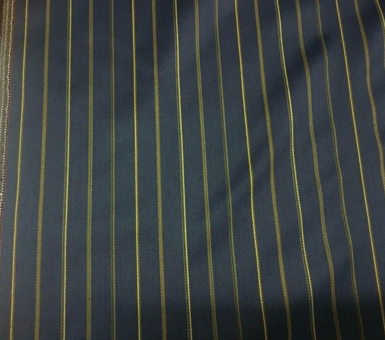 8 yd Designtex Gramercy Stripe Navy Blue English Lambswool Upholstery Fabric