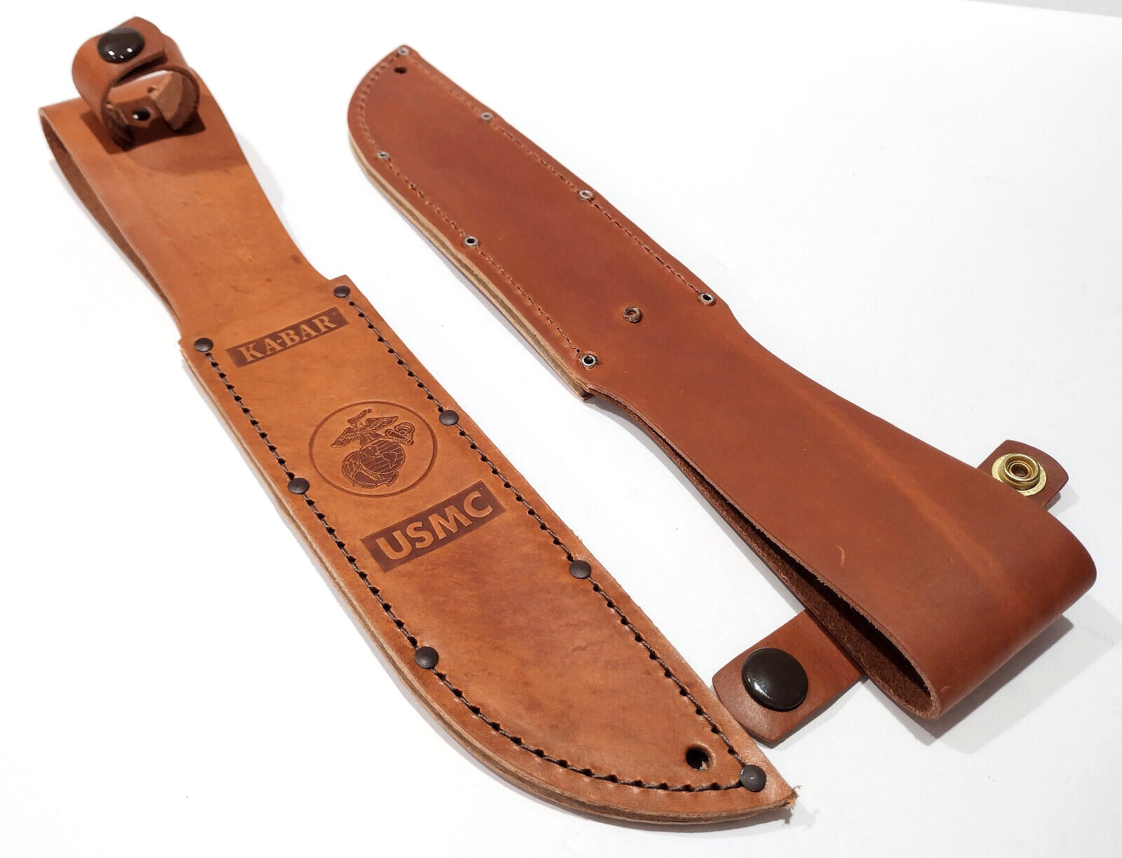 KA-BAR USA 1217 Brown Leather Replacement Sheath USMC Logo Fits Knife 7″ Blade