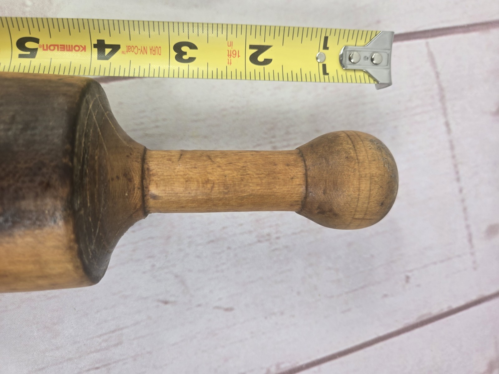 Antique Rolling Pin Turned Wood 1 Piece Rustic Patina 19.5″ L Primitive Ball End