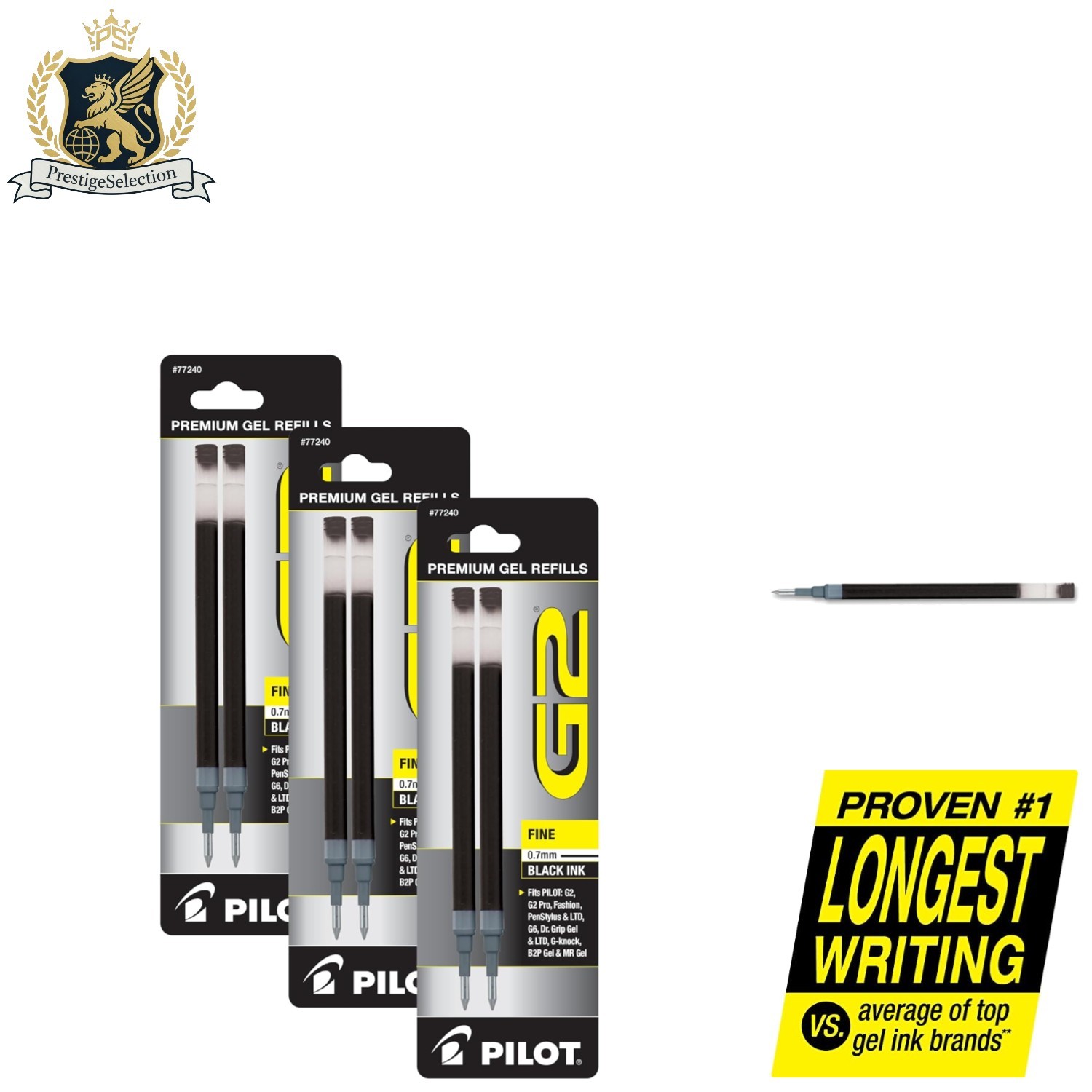G2 Gel Ink Refills, Fine Point 0.7mm – 6 Count for Smooth Writing and Drawing