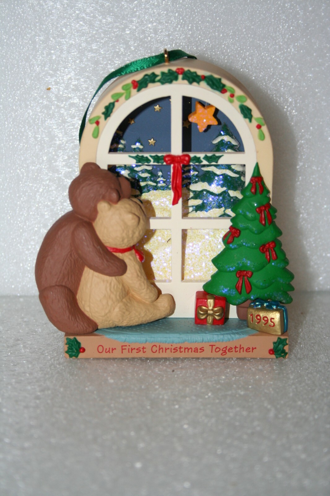 Hallmark Keepsake Ornament Our First Christmas Together Bear Peering Window 1995