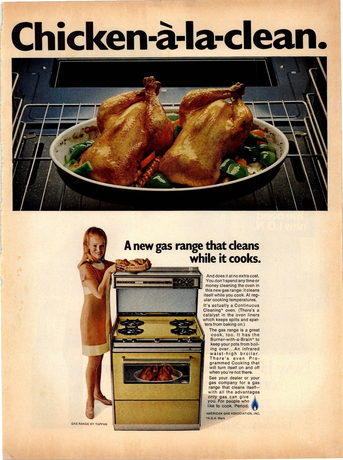 Tappan American Gas Association Vintage Magazine Ad 1960s Gold Range Oven AD013