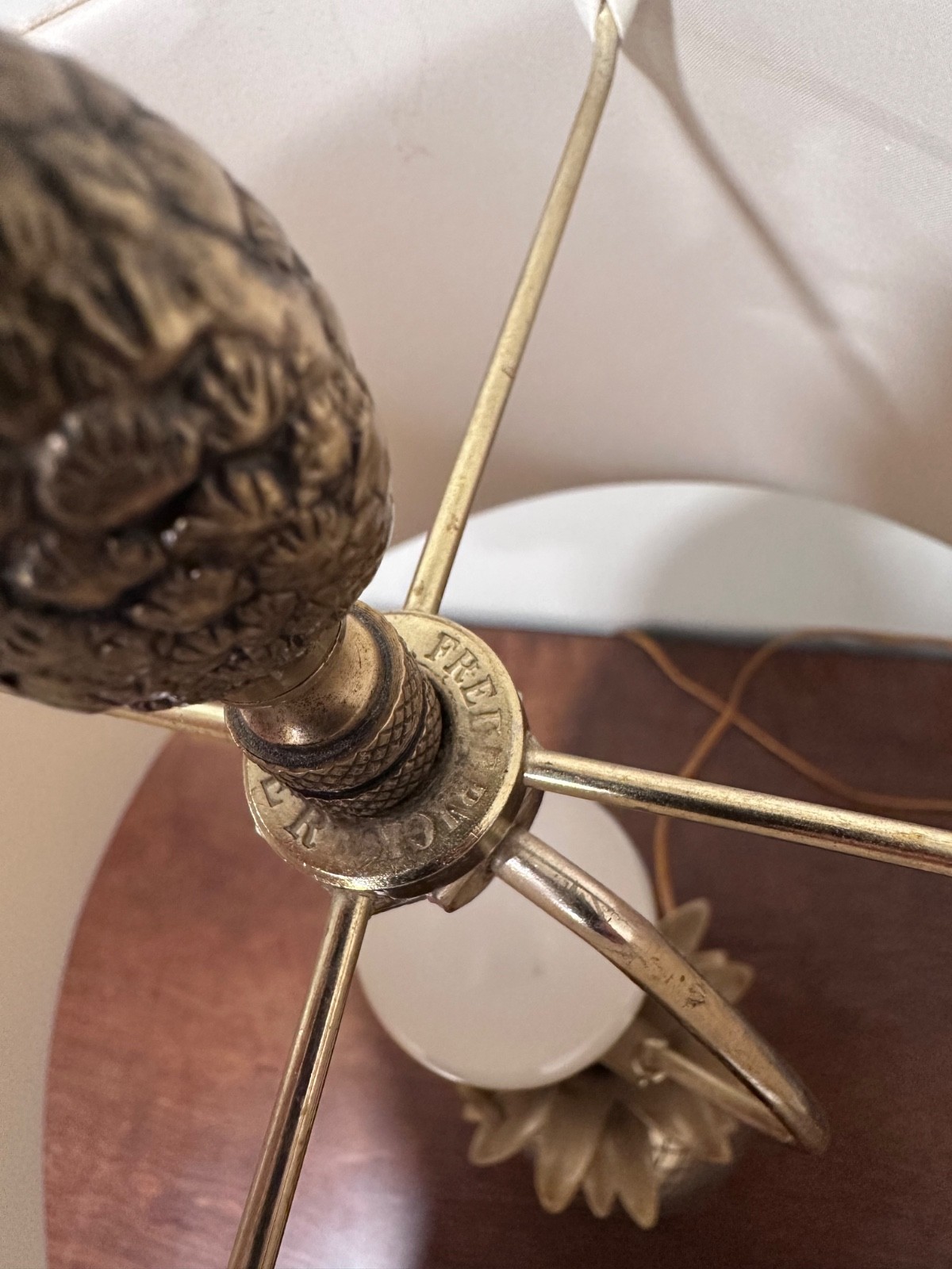 Frederick Cooper Brass Pineapple Lamp with original Shade 29″ Height