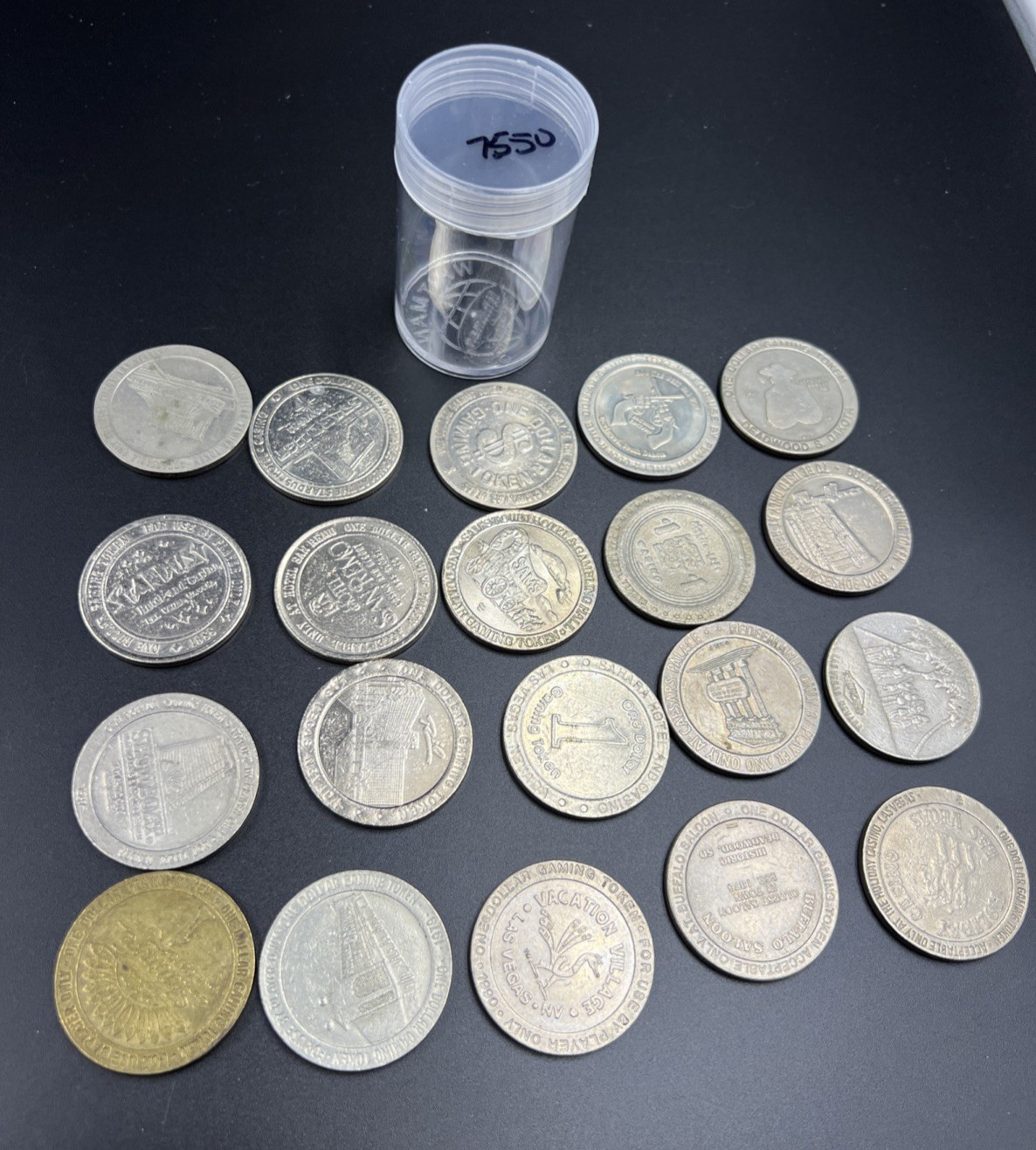 Lot of 20 $1 Casino Dollar Gaming Tokens Metal Circulated Conditions SKU#7550