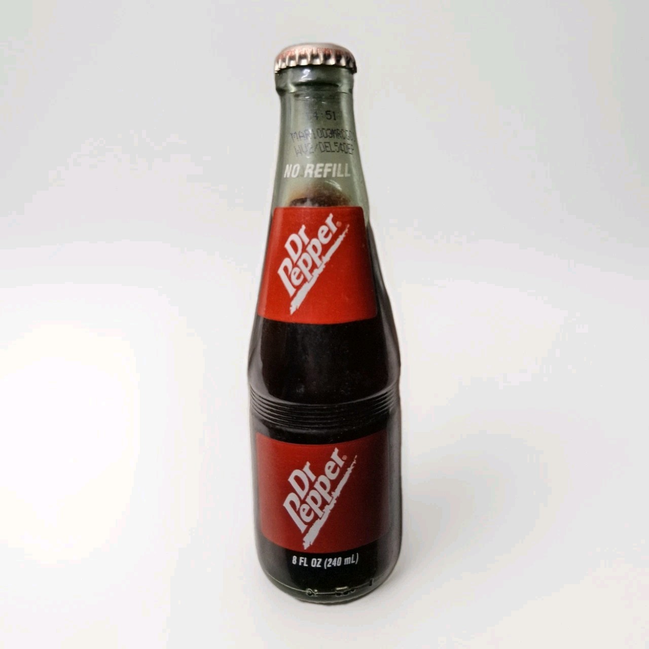 8 Oz Dr. Pepper Collectible Glass Soda Bottle • Unopened • Mfg Date APR 10 2003
