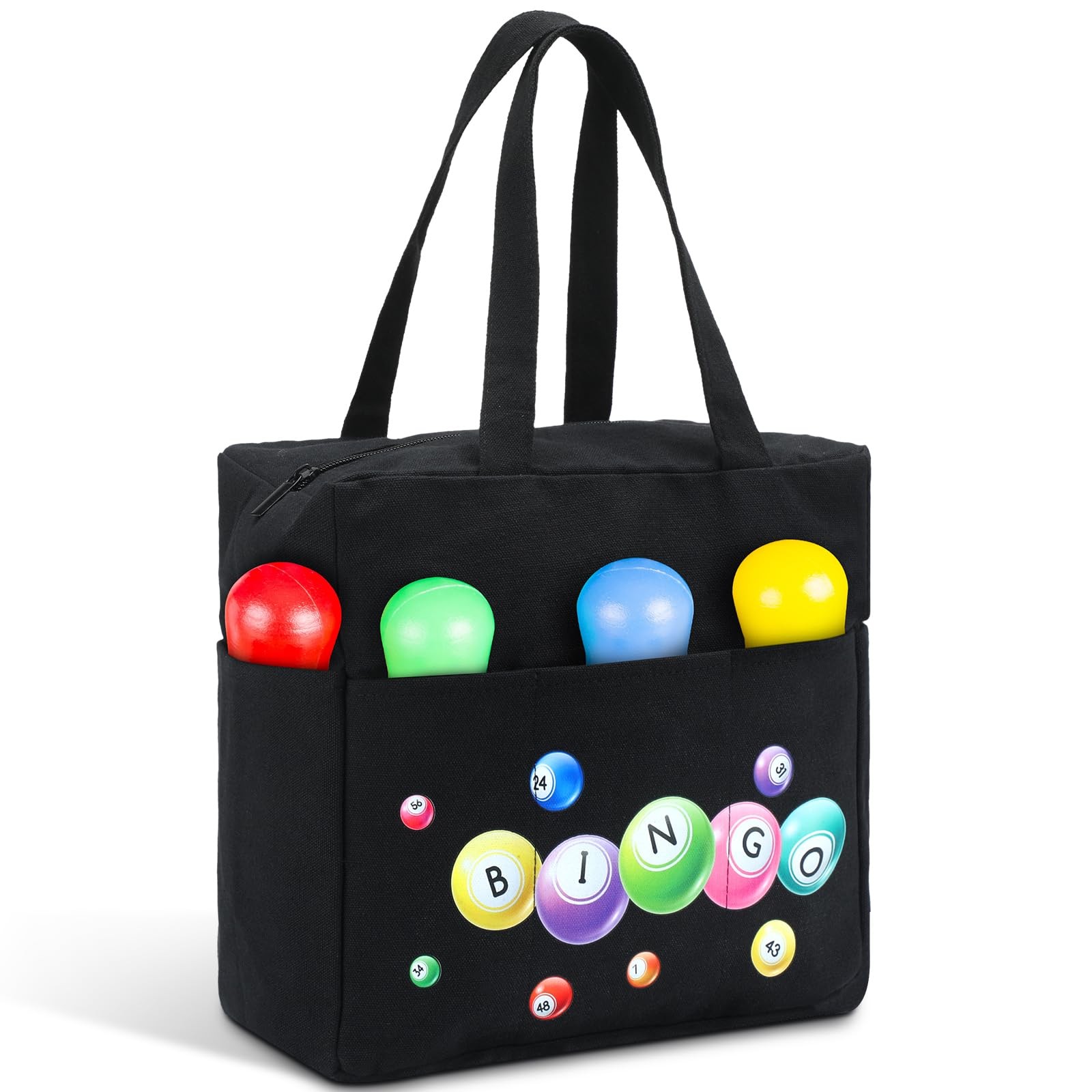 Windyun Bingo Bags Large with 10 Pockets for 9.84 x x 6.3 inches, Black