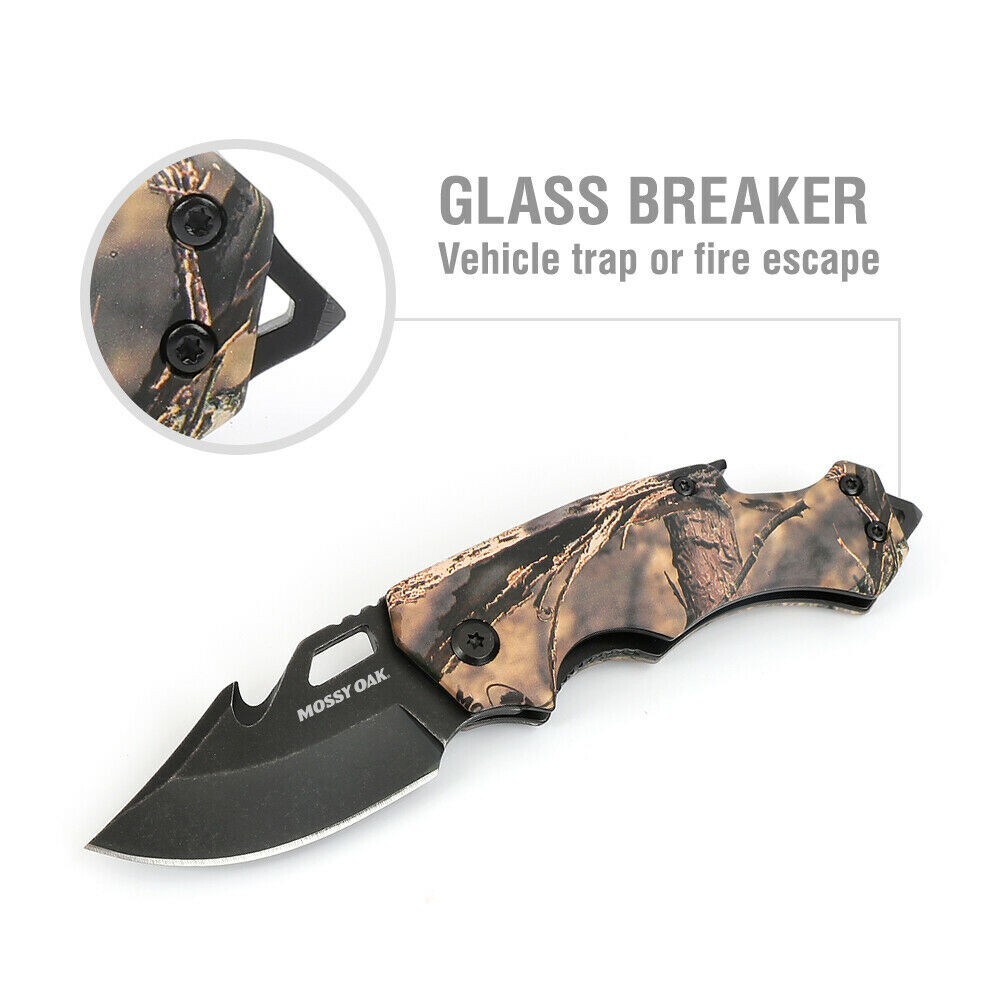 Mossy Oak Mini Folding Pocket Knife Stainless Steel Drop Point Blade Multi-Color