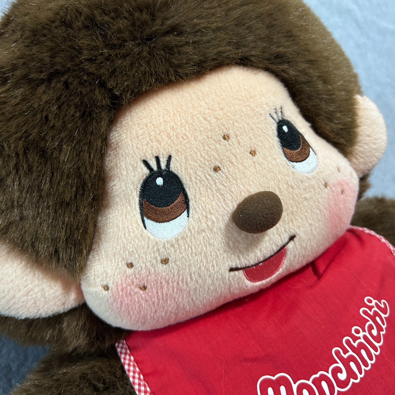Rare Monchhichi Plush 21 1/2″ Big Boy Red Bib-A Gift From Angel-Collectible