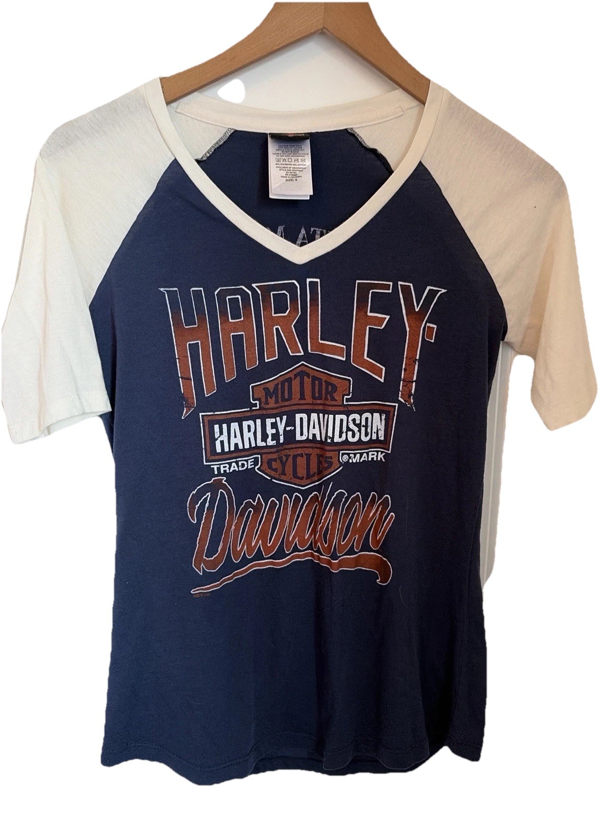 Harley-Davidson Santa Maria CA Women’s V-Neck Shirt Size Small Blue