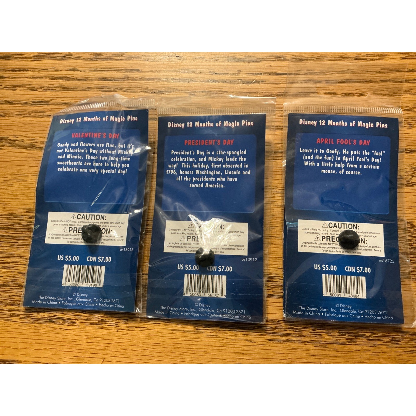 Disney Store 12 Months of Magic Pins 2002 Mickey Minnie Goofy Holiday Lot of 3