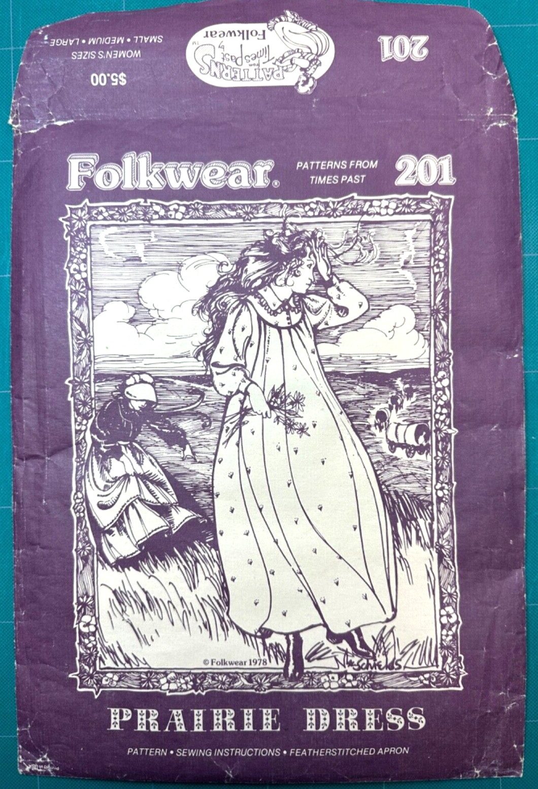 1978 FOLKWEAR Prairie Dress APRON Flowing Dress #201 Sz Sm