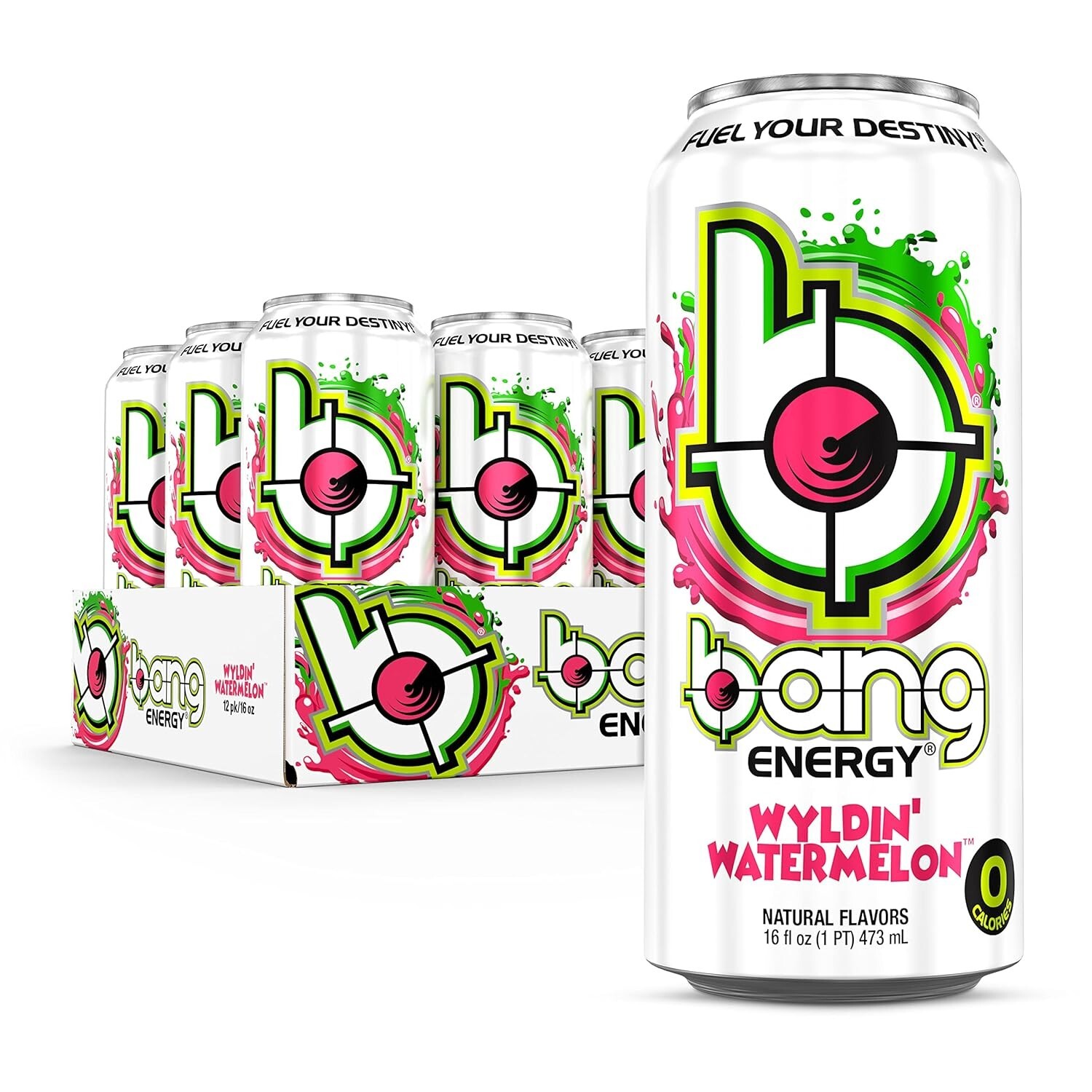 Bang Energy Wyldin’ Watermelon, Sugar-Free Energy Drink, 16-Ounce Pack of 12