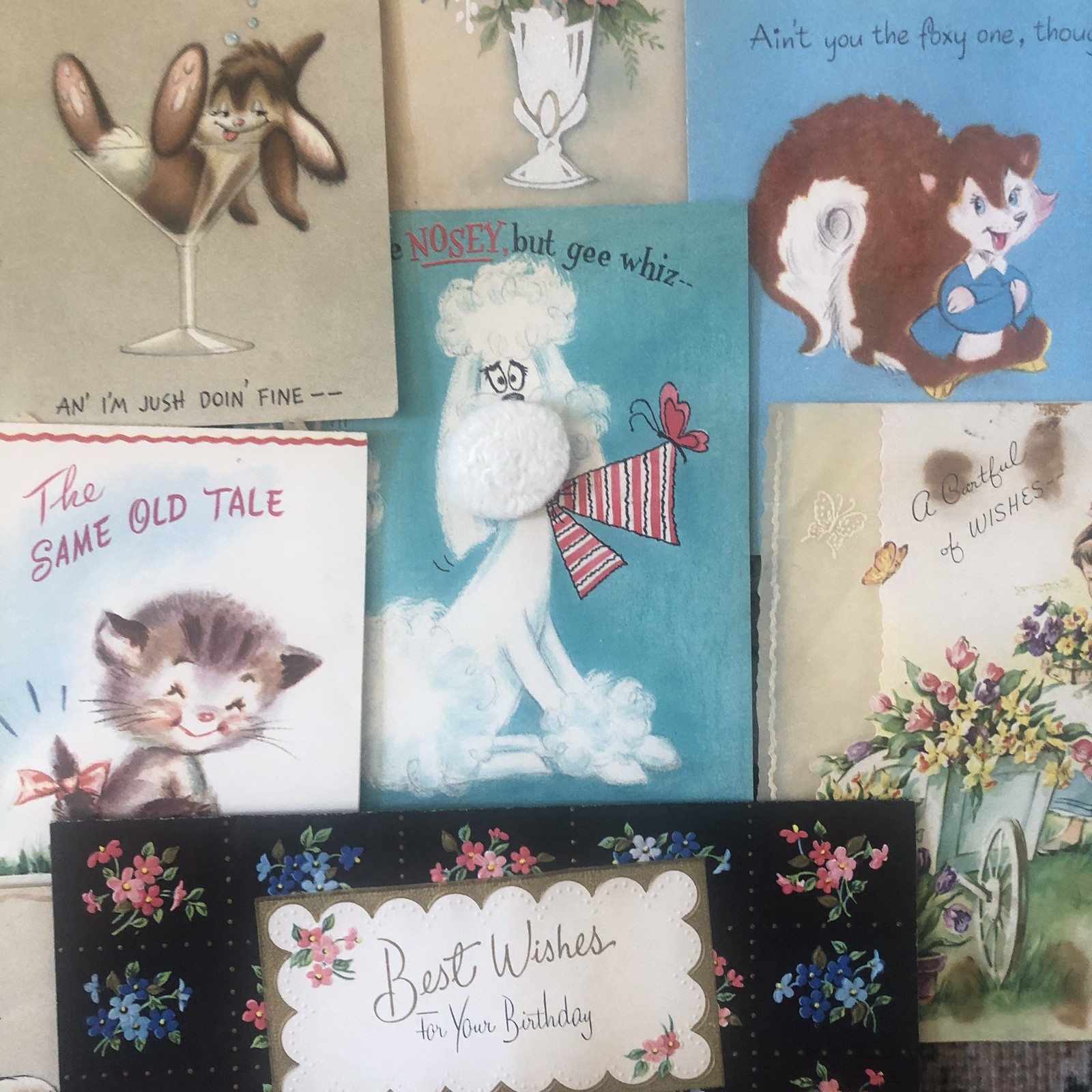 Vintage Greeting Cards 50s 60s Scrapbook Damage Lot of 110 Fronts Kids Birthday